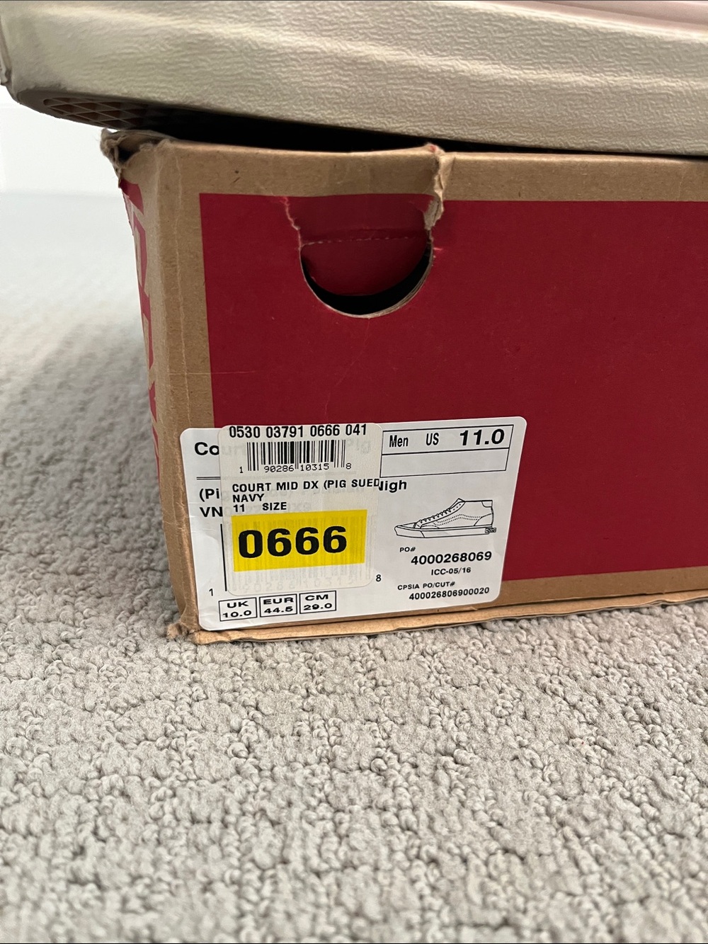 Men’s High-Top Vans Suede Skate Sneakers in Burgundy with White Stripe - Picture 6 of 6